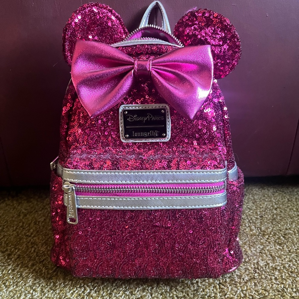 Loungefly Fuchsia Sequins Backpack- NWT